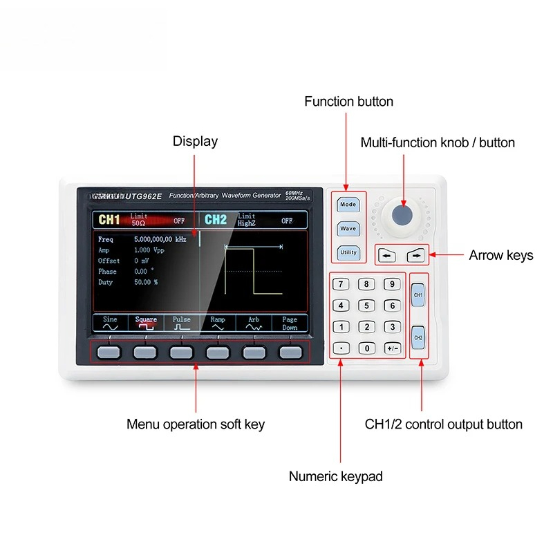 เครื่องกำเนิดสัญญาณฟังก์ชัน UT - Dual Channel Arbitrary Waveform Function Generator 60Mhz บทวิจารณ์และราคา